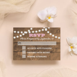 Barnwood Lights Pink Bat Mitzvah RSVP Card