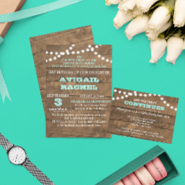 Barnwood Lights Teal B"H Bat Mitzvah Convite