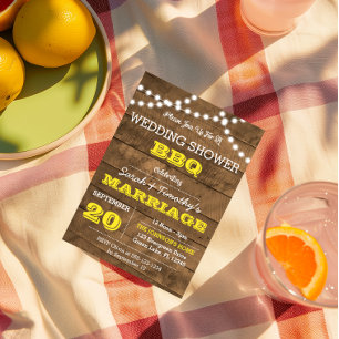 Barnwood Luz Dourada Festa de casamento Sm Convite