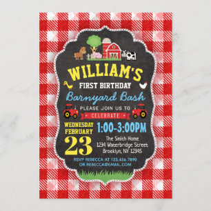 Barnyard vermelho dos tratores do convite do