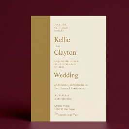 Barra de Ouro Convite de Casamento Minimalista Mod