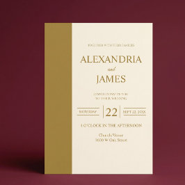 Barra de Ouro Convite de Casamento Minimalista Mod