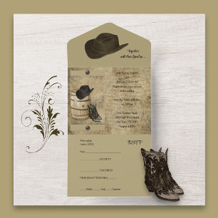 Barrel e Boots Todos em Um Convite de Casamento