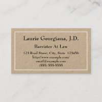 Barrister Baixo No Cartão de visita De Lei