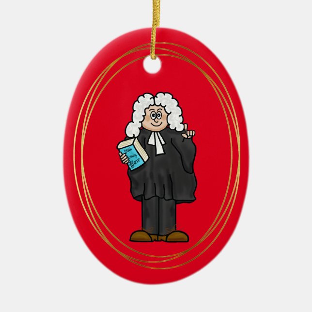 Barrister Britânico com Enfeites de natal Wig (Frente)