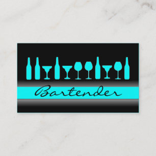 Bartender azul-preto bebe cartão de visita