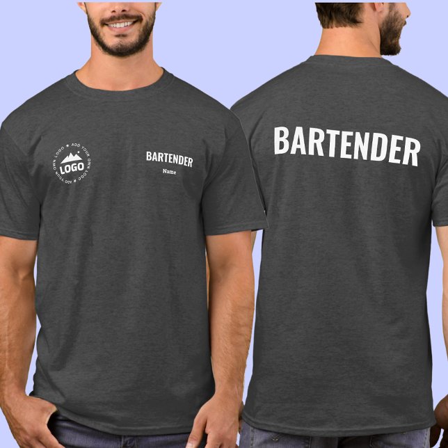 Bartender T-Shirt Uniform Personalized Name Logo (Criador carregado)