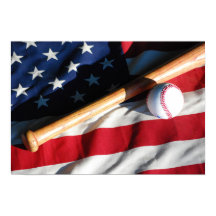 Baseball, Bat e Poster de Bandeira Americana