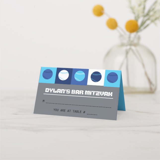 BASEBALL Bat Mitzvah Mesa Sentado Cartão Escort (Frente)