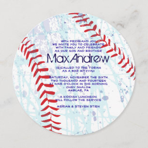 BASEBALL CRAZE Bar redondo Bat Mitzvah Convite