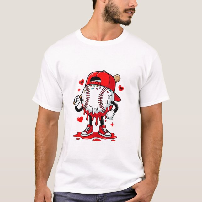 Baseball Drip Ice Cream Valentine’s Day T-Shirt –  (Frente)