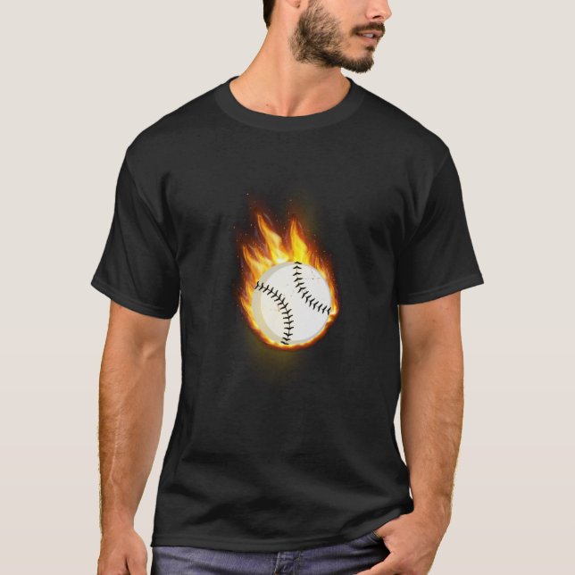 Baseball em camiseta desportiva a fogo (Frente)