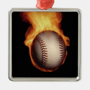 Baseball em Ornamento de Fogo