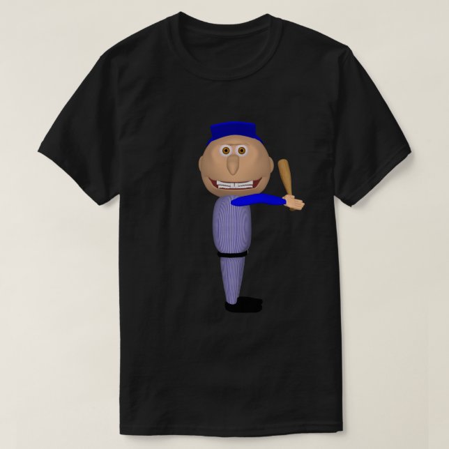 Baseball Johnny (Blue Batter) T-shirt (Frente do Design)