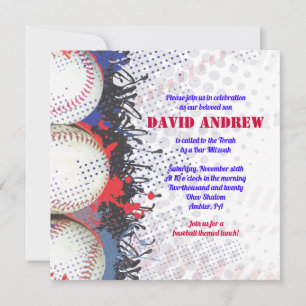 BASEBALL Splatter Bar Bat Mitzvah Convite