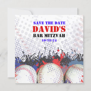 BASEBALL SPLATTER Bar Mitzvah SALVE O cartão DATE