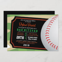 BASEBALL TICKET Bar Bat Mitzvah Convite
