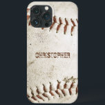 Baseball Vintage Personalizado<br><div class="desc">Uma foto de uma bola de beisebol vintage vestida fornece o fundo dessa capas de iphone personalizada. Adicione o seu nome a fontes de sans serif amargas em apuros numa sombra de castanho avermelhado que corresponda à costura. Ideal para o fã de beisebol ou esporte na sua lista de presentes....</div>