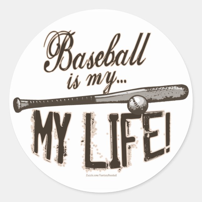 Basebol É Minha Vida! Adesivo (Frente)