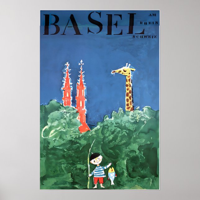 Basel Art Swiss Travel Poster Switzerland Print (Frente)
