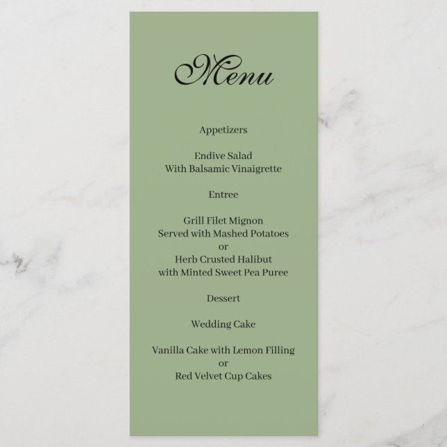 Basic and Elegant green and white Menu (Frente)