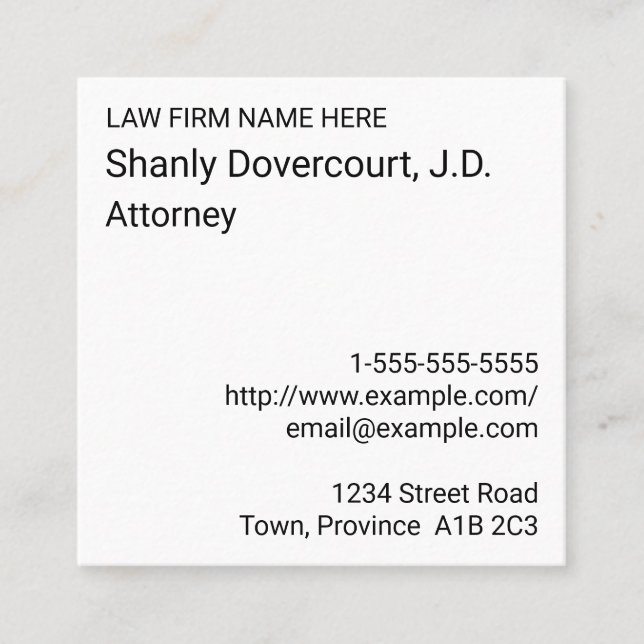 Básico, Cartão de visita simples (Frente)