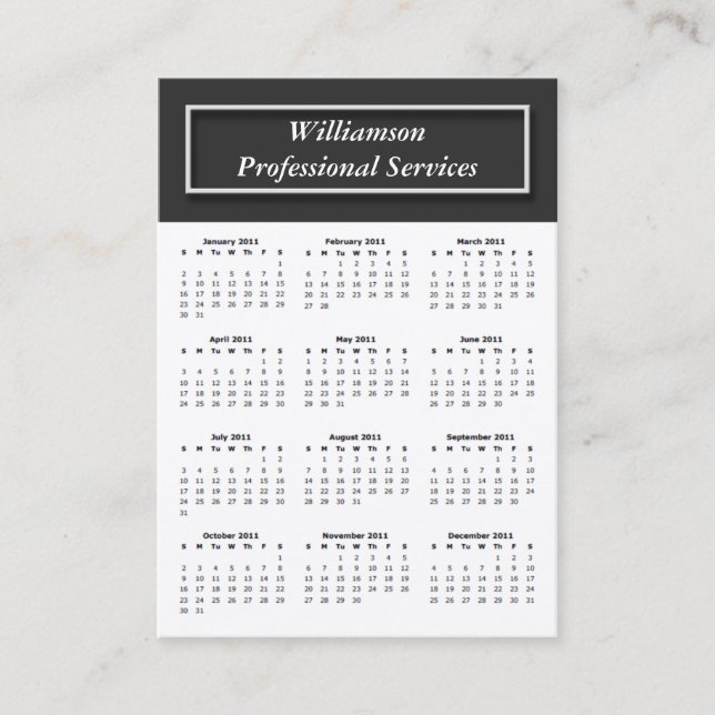 Básico com Cartões de visitas CALENDÁRIOS 2011 par (Frente)