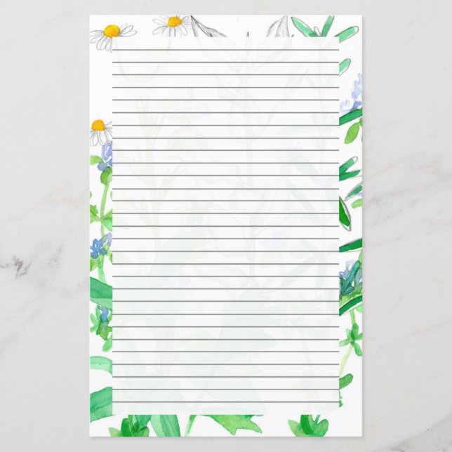 Basil Thyme Herbs Linked Stationery - Letra Escrev (Frente)