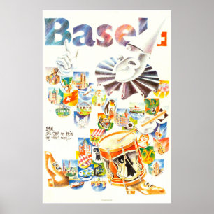 Basileia, morre o stadt am Rhein, Suisse, poster