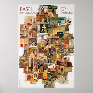 Basileia. Suiça, Cidade dos museus, Poster de viag