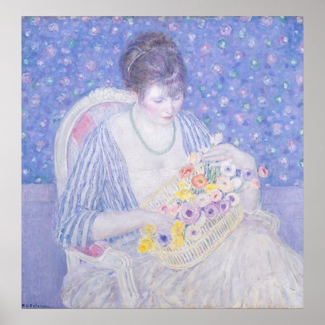 Basket of Flowers - F C Frieseke Fine Art Poster (Frente)
