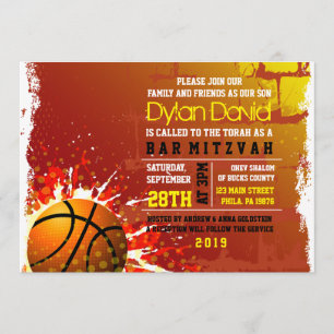 BASKETBALL GRUNGE Bar Mitzvah Convite