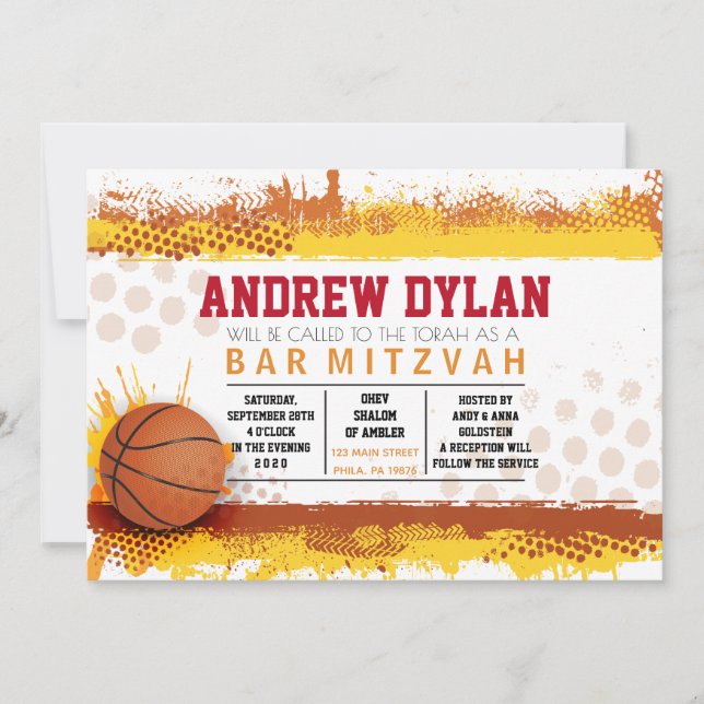 BASKETBALL SPLASH Bar Mitzvah Convite (Frente)
