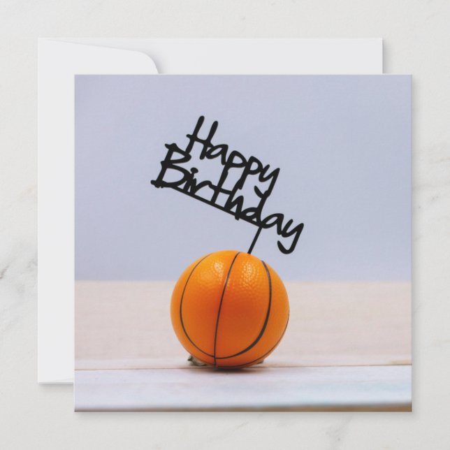 Basquete com Feliz Aniversário em Branco (Frente)