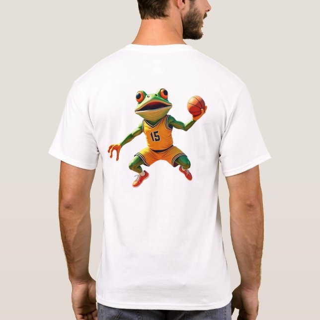 Basquete Sapo homens camiseta branca de volta (Verso)
