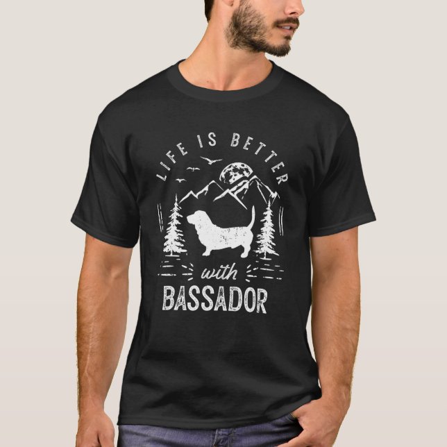 Bassador Vida Melhor Mãe Pai Cachorro Camisa (Frente)