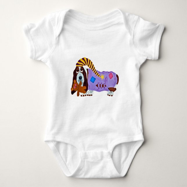 Basset Hound em PJs body para bebê (Frente)
