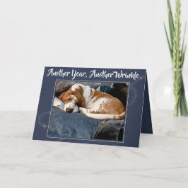 Basset Hound enrugado no cartão de aniversário