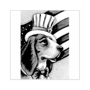 BASSET HOUND PATRIÓTICO, CARIMBO DE BORRACHA DO