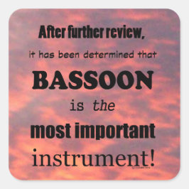 Bassoon Mais Importante Adesivo Quadrado de Instru