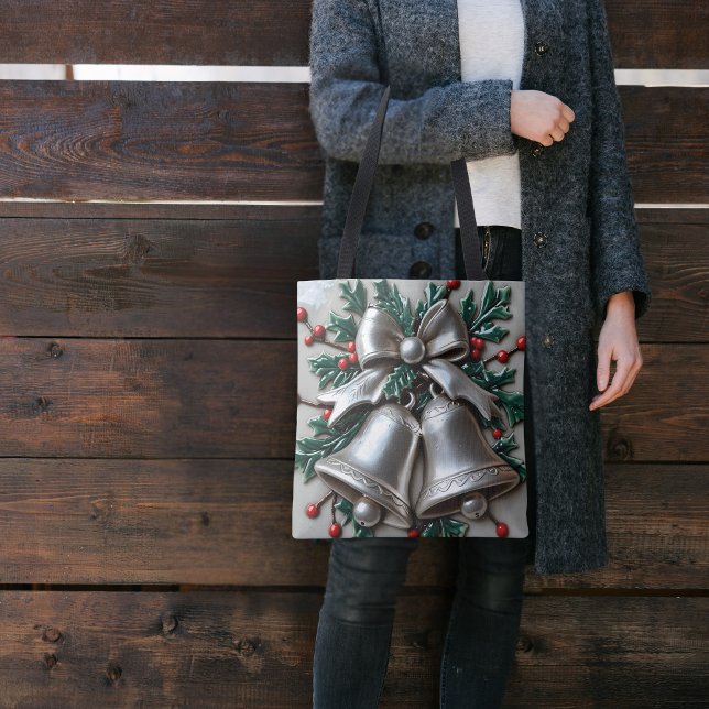 Basta prateado Bells Tote Bag Natal (Criador carregado)