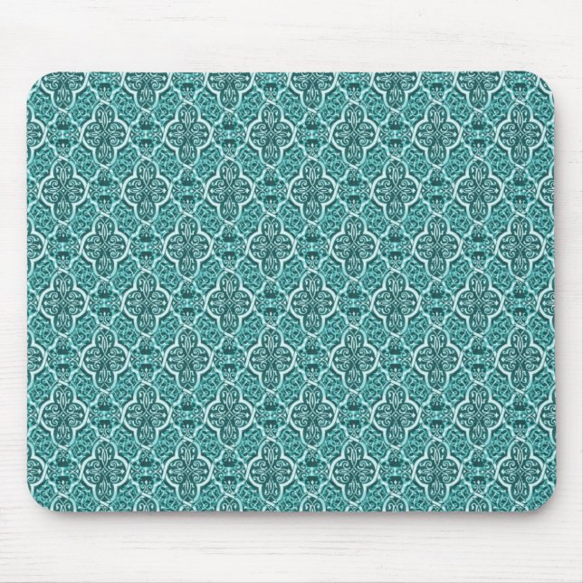 Bastante Damask Mousepad Clássico, Teal (Frente)
