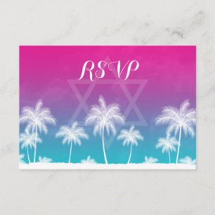 Bastão cor-de-rosa azul Mitzvah RSVP da cerceta