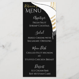Bat BM ou Bar Mitzvah Black/Dourado Menu Comida