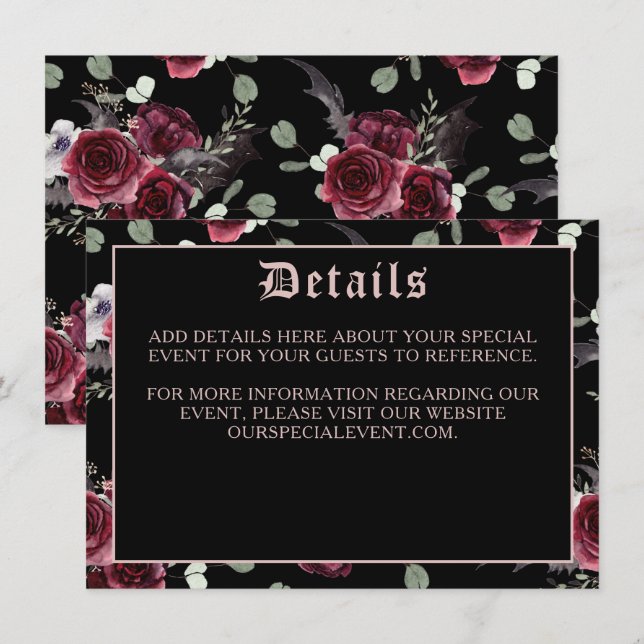 Bat Gótico preto e placa de gabinete Rosa (Frente/Verso)