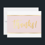 BAT MITZVAH AGRADECIMENTO rosa moderno dourado<br><div class="desc">por kat massard >>> WWW.SIMPLYSWEETPAPERIE.COM <<< Um simples "obrigado" em folha de ouro falso, tipo letra manuscrita com foto e sua mensagem no verso - um AGRADECIMENTO simplesmente perfeito para o seu evento *** Envelopes impressos correspondentes também disponíveis na minha loja - envie-me uma mensagem se precisar de um link?...</div>