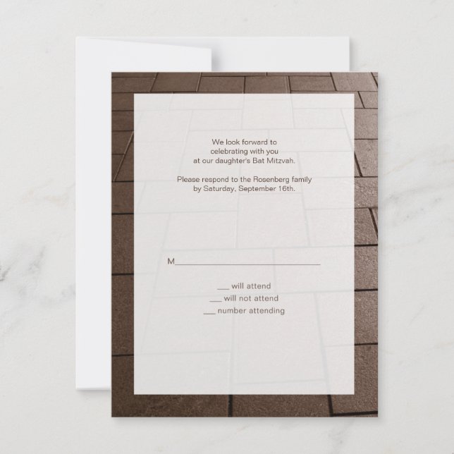 Bat Mitzvah Bimah Filme RSVP Resposta (Frente)