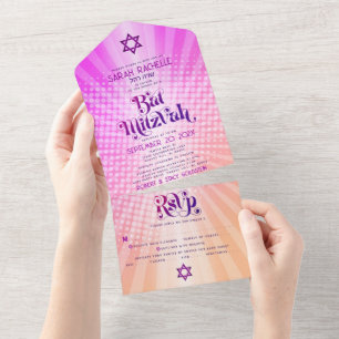 Bat Mitzvah Boho Retro Cor-de-Laranja Cor-de-Rosa