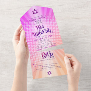 Bat Mitzvah Boho Retro Rosa Laranja Gradiente Ousa