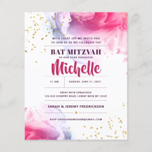 Bat Mitzvah Budget Watercolor Convite